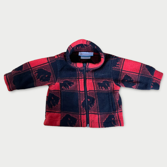 Columbia Infant Unisex Buffalo Plaid Zip-Up Fleece Sz 6mos - Warm & Cozy - Picture 2 of 4